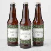 Happy St. Patrick's Day Green Four Leaf Clovers Bier Etiket (Flessen)