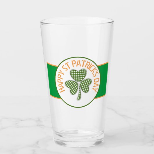 Happy St Patrick's Day Green Gingham Shamrock Glas (Voorkant)