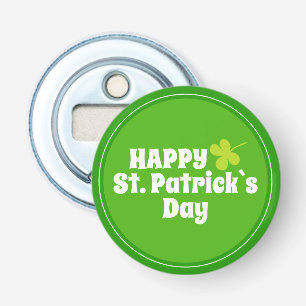 Happy St Patrick's day Green Lucky Shamrock Button Flesopener
