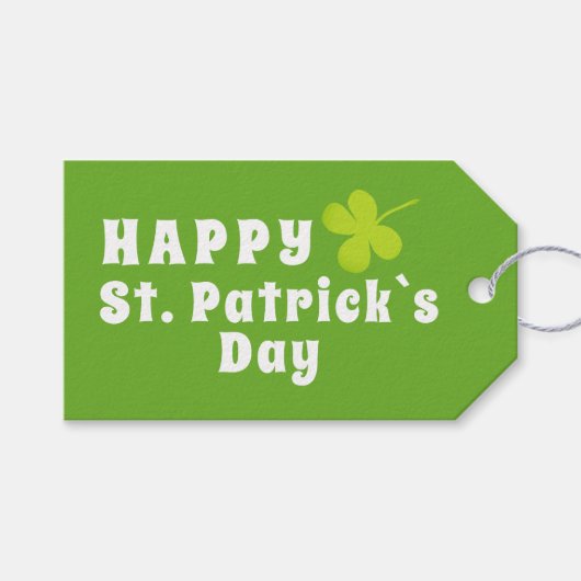 Happy St Patrick's day Green Lucky Shamrock Cadeaulabel (Voorkant (Horizontaal))