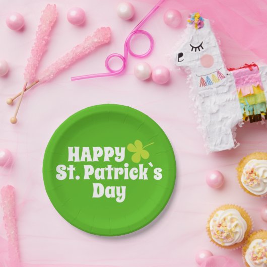 Happy St Patrick's day Green Lucky Shamrock Papieren Bordje (Feest)