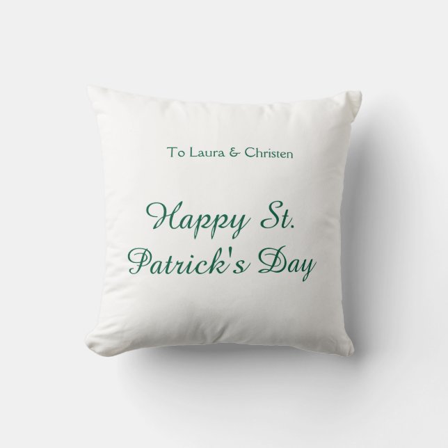 Happy St. Patrick's day green name date simple min Kussen (Voorkant)