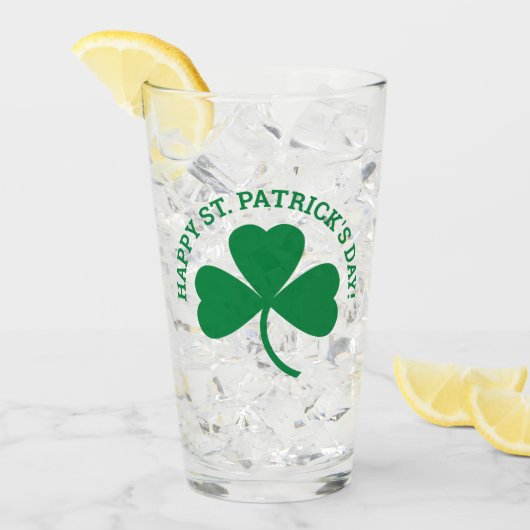 Happy St. Patrick's Day Green Shamrock Leaf Glas (Voorkant ijs)