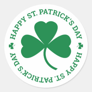 Happy St. Patrick's Day Green Shamrock Leaf Ronde Sticker