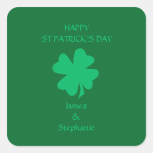 Happy St Patrick's Day Green Shamrock Naam 2024 Vierkante Sticker