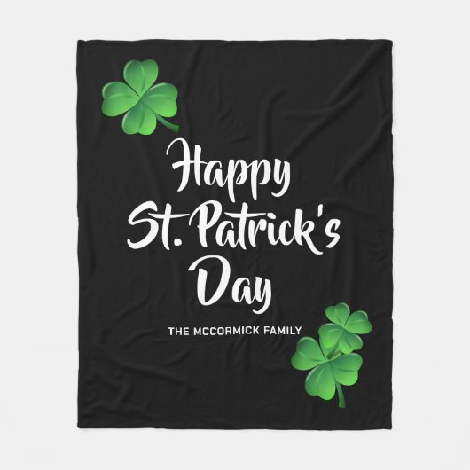 Happy St Patricks Day Green Shamrock Personalized Fleece Deken (Voorkant)