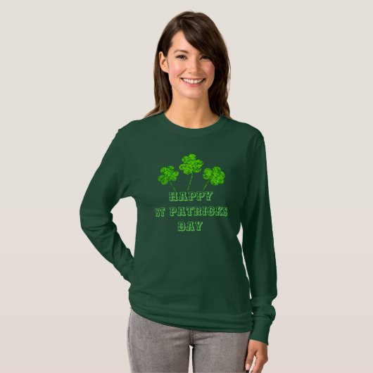 Happy St Patricks Day Green Shamrocks Clovers T-shirt (Voorkant volledig)