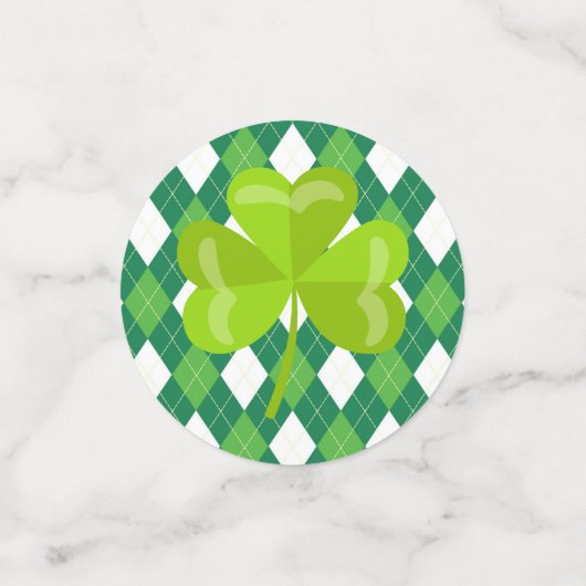 Happy St. Patrick's Day Green Tartan Lucky Clover Confetti (Kleine voorkant)