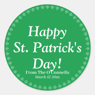 Happy St. Patrick's Day groene aangepaste tekstkla Ronde Sticker