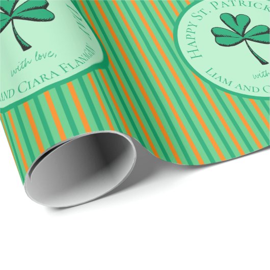 Happy St Patrick's Day Groene en Oranje Kinder Cadeaupapier (Rol Hoek)