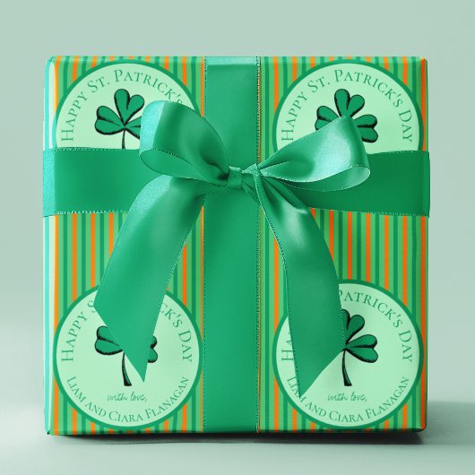 Happy St Patrick's Day Groene en Oranje Kinder Cadeaupapier