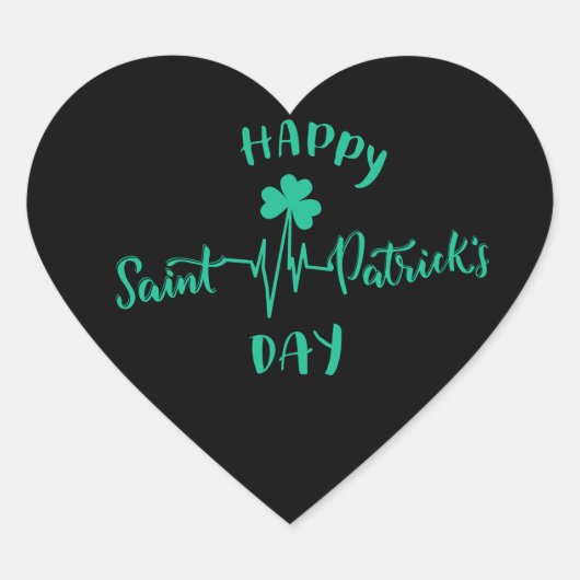 Happy St Patricks Day Heartbeat puls Shamrock Hart Sticker (Voorkant)