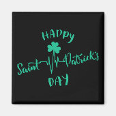 Happy St Patricks Day Heartbeat puls Shamrock Magneet (Voorkant)