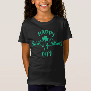 Happy St Patricks Day Heartbeat puls Shamrock T-shirt