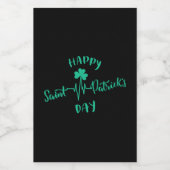 Happy St Patricks Day Heartbeat puls Shamrock Voedselcontainer Etiket (Enkel label)