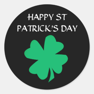 Happy St Patrick's Day Ierse Shamrock Leaf 2024 Ronde Sticker
