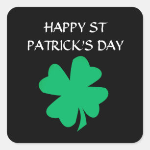 Happy St Patrick's Day Ierse Shamrock Leaf 2024 Vierkante Sticker