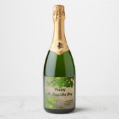 Happy St.Patrick's Day, ierse shamrocks Sparkling Wijnetiket (Voorkant)