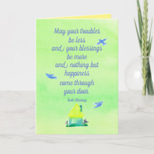 Happy St. Patrick's Day Irish Blessing Home Birds Kaart