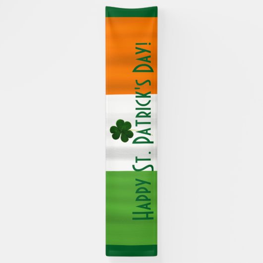 Happy St. Patrick's Day Irish Flag Shamrock Banner (Verticaal)