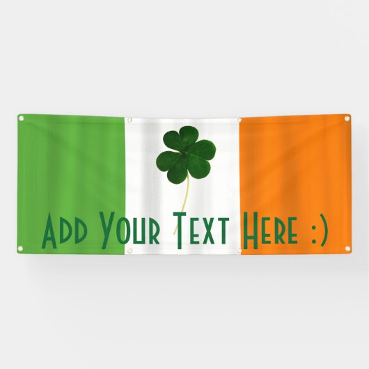 Happy St. Patrick's Day Irish Flag Shamrock Banner (Horizontaal)