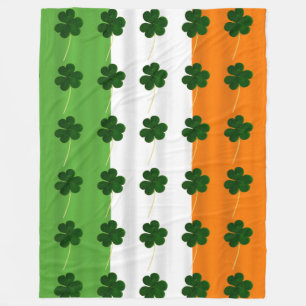 Happy St. Patrick's Day Irish Flag Shamrock Clover Fleece Deken