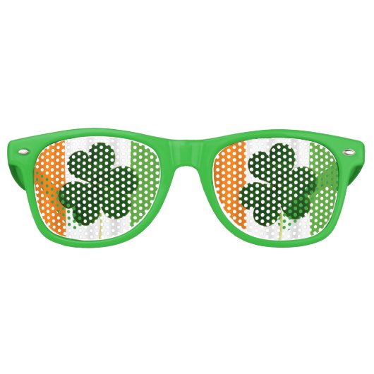 Happy St. Patrick's Day Irish Flag Shamrock Paddy Retro Zonnebril (Voorkant)