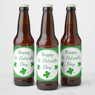Happy St. Patrick's Day Irish Green Shamrock Bier Etiket