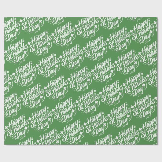 Happy St Patricks Day Irish Green Shamrock Custom Cadeaupapier (Vlak)