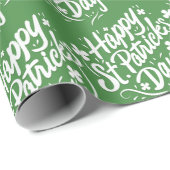 Happy St Patricks Day Irish Green Shamrock Custom Cadeaupapier (Rol Hoek)