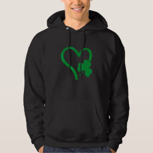 Happy St Patrick's Day Irish Shamrock Green Heart Hoodie