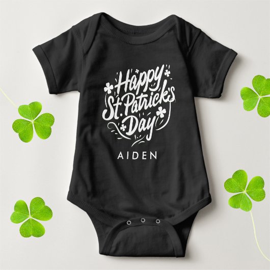 Happy St Patricks Day Irish Shamrock Personalized Romper
