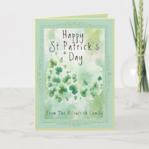 Happy St Patrick's Day Irish Shamrock Waterverf Kaart