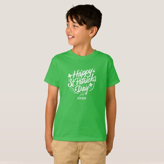 Happy St Patricks Day Irish Shamrocks Personalized T-shirt (Voorkant volledig)
