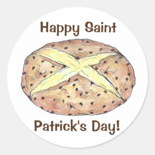 Happy St. Patrick's Day Irish Soda Bread Loaf Ronde Sticker