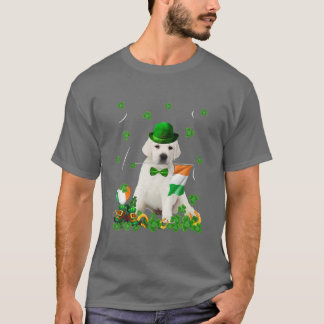 Happy St Patricks Day Irish White Puppy Dog Flag T-shirt