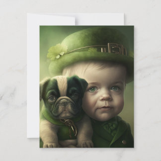 Happy St. Patrick's Day Kaart Boy & Dog