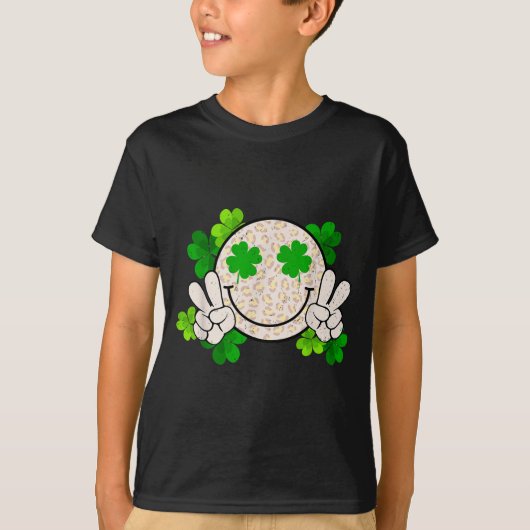Happy St Patrick's Day Leopard Smile Face Irish Sh T-shirt (Voorkant)