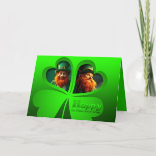 Happy St Patrick's Day Leprechaun Foto toevoegen H Kaart