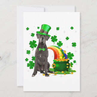 Happy St Patricks Day Leprechaun Great Dane Dog Aankondiging