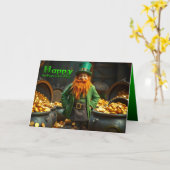 Happy St Patrick's Day Leprechaun HGC06 Kaart (Gele Bloem)
