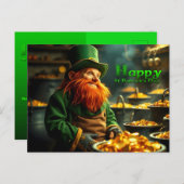 Happy St Patrick's Day Leprechaun HPostC05 Feestdagenkaart (Voorkant / Achterkant)