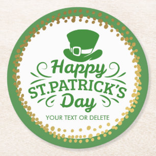 Happy St Patricks Day Leprechaun Pet Aangepaste te Ronde Kartonnen Onderzetter
