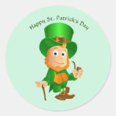 Happy St. Patrick's Day Leprechaun Ronde Sticker (Voorkant)