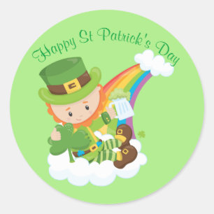 Happy St Patrick's Day Leprechaun Ronde Sticker