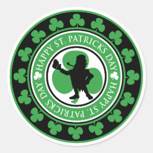 Happy St. Patrick's Day Leprechaun Shamrocks Ronde Sticker