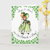 Happy St. Patrick's Day Little Irish Girl Kaart (Gele Bloem)