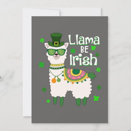 Happy St. Patrick's Day Llama-uitnodiging Kaart (Voorkant)