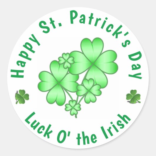 Happy St Patrick's Day Luck O'the Irish Ronde Sticker (Voorkant)