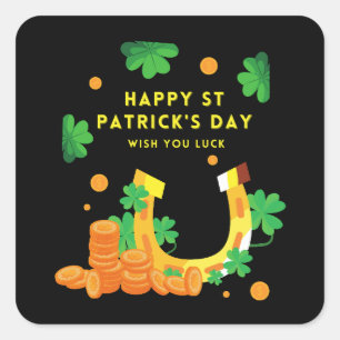 Happy St. Patricks Day - Lucky Irish Shamrock Vierkante Sticker